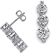 18k White Gold 1/2 ct Three Stone Earrings