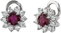 18k White Gold 2.20ct Diamond & Ruby Earrings