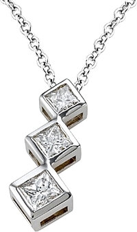 18k White Gold .75ct 3-Stone Diamond Pendant
