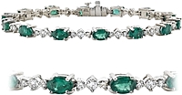 18K White Gold 7.80ctw Diamond & Emerald Bracelet