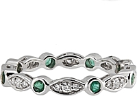 18k White Gold Diamond & Emerald Band