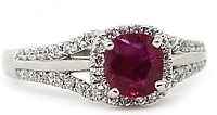 18k White Gold Diamond & Ruby Ring