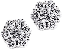 18k White Gold Diamond Cluster Earrings- .62ctw