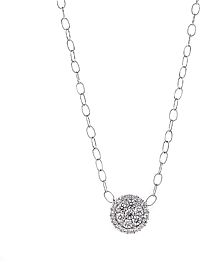 18k White Gold Diamond Cluster Necklace- .93ctw
