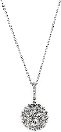 18k White Gold Diamond Cluster Necklace- .95ctw