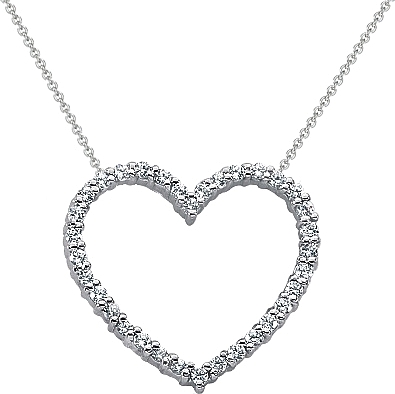 18k White Gold Diamond Heart Pendant 1 2ct Tw Unhpd271