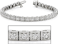 18k White Gold Diamond Milgrain Station Bracelet - 3.85ct tw