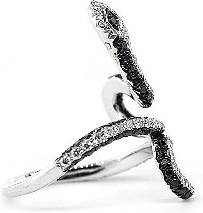 18k White Gold Diamond Snake Ring 130-1066