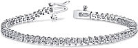 18k White Gold Two Prong Diamond Tennis Bracelet - 3ct tw