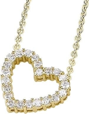 18 karat yellow gold heart pendant with matt & shiny finish - Itai Diamonds