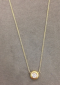 18k Yellow Gold Bezel Set Diamond Pendant
