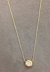 18k Yellow Gold Bezel Set Diamond Pendant