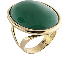 18k Yellow Gold Green Agate Ring