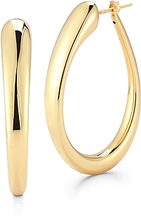 18k Yellow Gold Oval Hoop Earrings