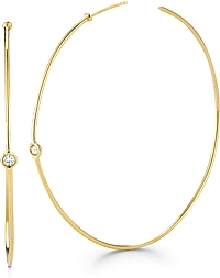 18k Yellow Gold Thin Diamond Hoops