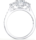This image shows the setting with a 1.25ct cushion cut center diamond. The setting can be ordered to accommodate any shape/size diamond listed in the setting details section below.
