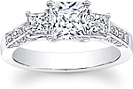 This image shows the setting with a 1.00ct princess cut center diamond. The setting can be ordered to accommodate any shape/size diamond listed in the setting details section below.
