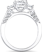 This image shows the setting with a 1.00ct princess cut center diamond. The setting can be ordered to accommodate any shape/size diamond listed in the setting details section below.
