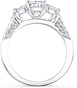 This image shows the setting with a 1.00ct round brilliant cut center diamond. The setting can be ordered to accommodate any shape/size diamond listed in the setting details section below.
