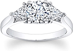 This image shows the setting with a 1.00ct round brilliant cut center diamond. The setting can be ordered to accommodate any shape/size diamond listed in the setting details section below.
