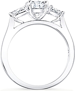 This image shows the setting with a 1.00ct round brilliant cut center diamond. The setting can be ordered to accommodate any shape/size diamond listed in the setting details section below.
