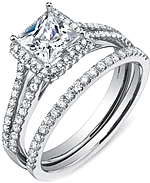 Shown with the matching wedding band; Sold separately.
