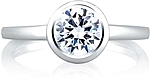 This image shows the setting with a 1.00ct round brilliant cut center diamond. The setting can be ordered to accommodate any shape/size diamond listed in the setting details section below.
