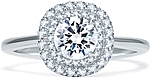 This image shows the setting with a .75ct round brilliant cut center diamond. The setting can be ordered to accomodate any shape/size diamond listed in the setting details section below.