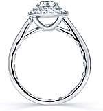 This image shows the setting with a .75ct round brilliant cut center diamond. The setting can be ordered to accomodate any shape/size diamond listed in the setting details section below.
