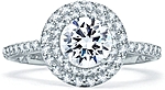 This image shows the setting with a 1.00ct round brilliant cut center diamond. The setting can be ordered to accomodate any shape/size diamond listed in the setting details section below.