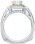 This image shows the setting with a 1.25ct cushion cut center diamond. The setting can be ordered to accommodate any shape/size diamond listed in the setting details section below.