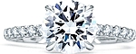 This image shows the setting with a 2.00ct round brilliant cut center diamond. The setting can be ordered to accommodate any shape/size diamond listed in the setting details section below.