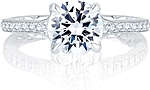 This image shows the setting with a 1.50ct round brilliant cut center diamond. The setting can be ordered to accommodate any shape/size diamond listed in the setting details section below.