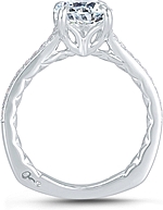 This image shows the setting with a 1.50ct round brilliant cut center diamond. The setting can be ordered to accommodate any shape/size diamond listed in the setting details section below.