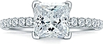This image shows the setting with a 1.50 ct princess cut center diamond. The setting can be ordered to accommodate any shape/size diamond listed in the setting details section below.