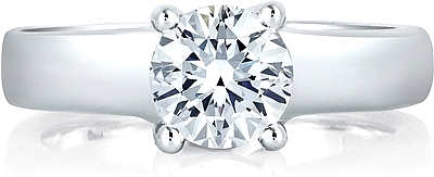 This image shows the setting with a 1.00ct round brilliant cut center diamond. The setting can be ordered to accommodate any shape/size diamond listed in the setting details section below.