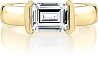 A.Jaffe Half Bezel East West Emerald Cut Diamond Engagement Ring