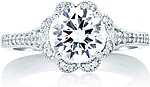 This image shows the setting with a 1.50ct round brilliant cut center diamond. The setting can be ordered to accommodate any shape/size diamond listed in the setting details section below.
