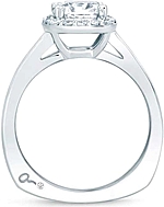 This image shows the setting with a 1.50ct cushion cut center diamond. The setting can be ordered to accommodate any shape/size diamond listed in the setting details section below.
