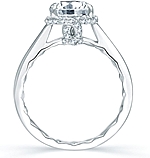 This image shows the setting with a 1.50ct round brilliant cut center diamond. The setting can be ordered to accommodate any shape/size diamond listed in the setting details section below.