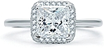 This image shows the setting with a 1.50ct princess cut center diamond. The setting can be ordered to accommodate any shape/size diamond listed in the setting details section below.