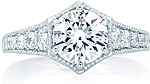 This image shows the setting with a 1.50ct round brilliant cut center diamond. The setting can be ordered to accommodate any shape/size diamond listed in the setting details section below.
