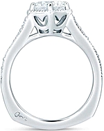 This image shows the setting with a 1.50ct round brilliant cut center diamond. The setting can be ordered to accommodate any shape/size diamond listed in the setting details section below.
