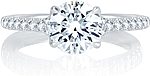 This image shows the setting with a 1.50ct round brilliant cut center diamond. The setting can be ordered to accommodate any shape/size diamond listed in the setting details section below.