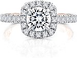 This image shows the setting with a .50ct round brilliant cut center diamond. The setting can be ordered to accommodate any shape/size diamond listed in the setting details section below.