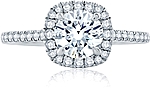 This image shows the setting with a 1.00ct round brilliant cut center diamond. The setting can be ordered to accommodate any shape/size diamond listed in the setting details section below.
