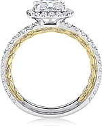 This image shows the setting with a 1.00ct round brilliant cut center diamond. The setting can be ordered to accommodate any shape/size diamond listed in the setting details section below.
