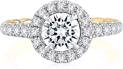 This image shows the setting with a 1.00ct round brilliant cut center diamond. The setting can be ordered to accommodate any shape/size diamond listed in the setting details section below.