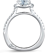 This image shows the setting with a 1.50ct cushion cut center diamond. The setting can be ordered to accommodate any shape/size diamond listed in the setting details section below.