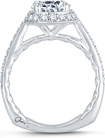 This image shows the setting with a 1.50ct round brilliant cut center diamond. The setting can be ordered to accommodate any shape/size diamond listed in the setting details section below.